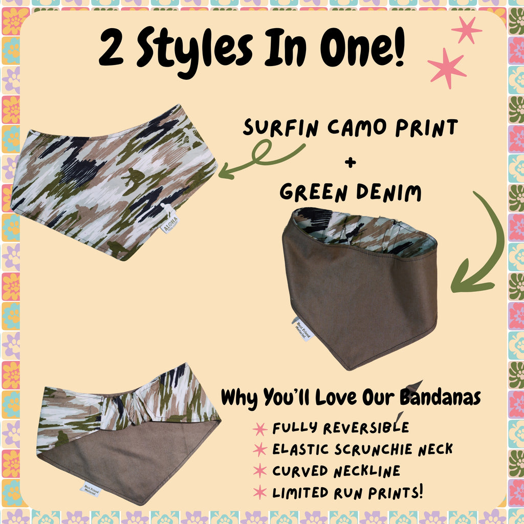 Surfin Camo Reversible Dog Bandana