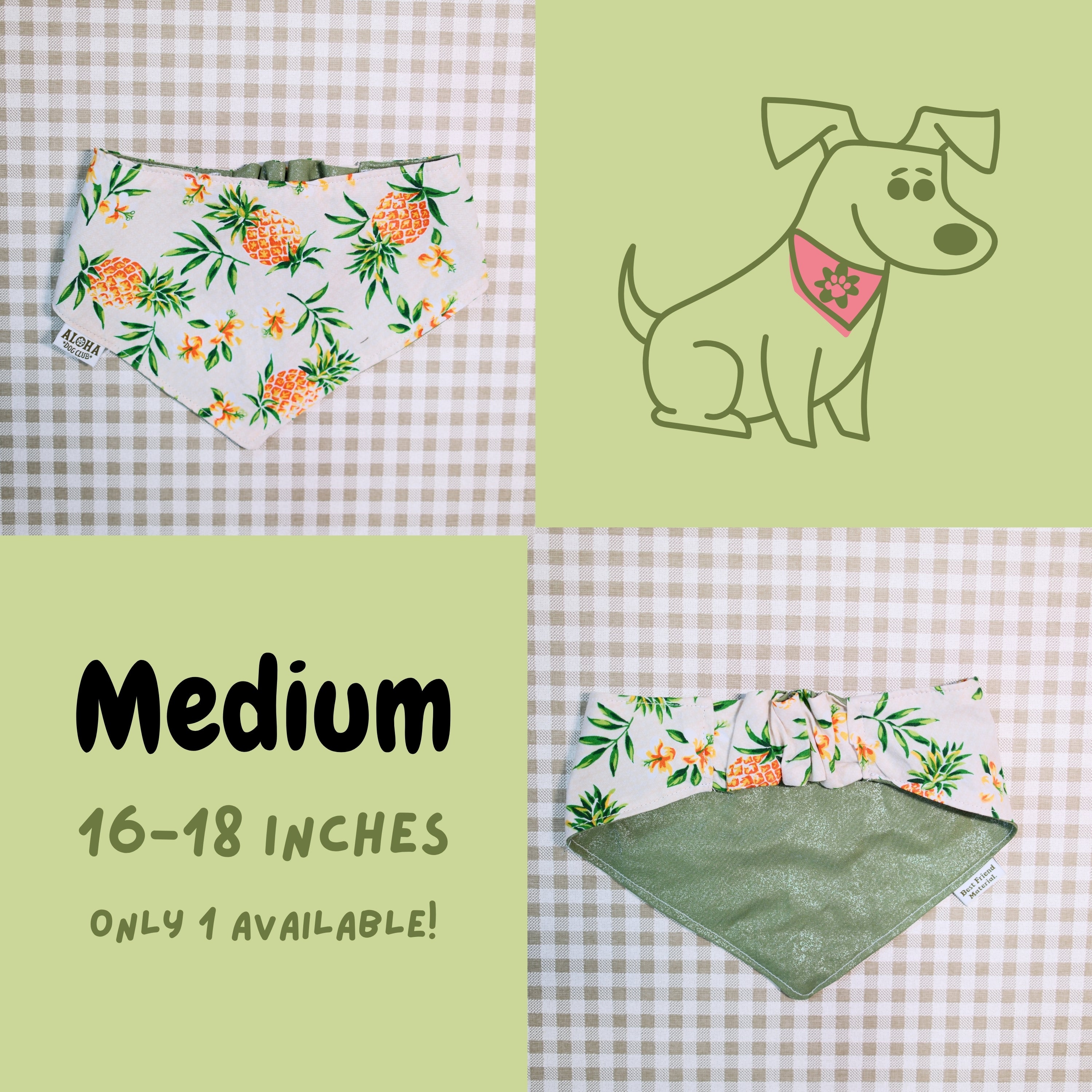 Pineapple Flowers Reversible Dog Bandana