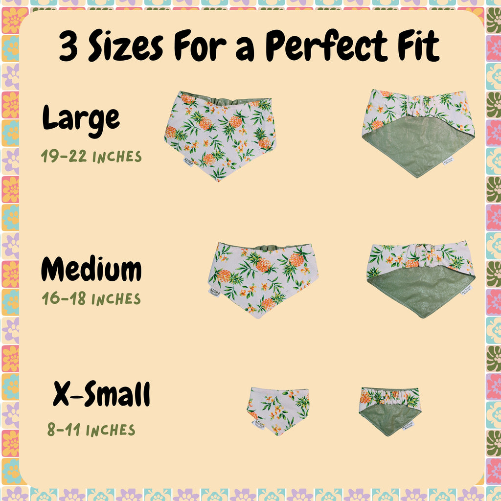 Pineapple Flowers Reversible Dog Bandana