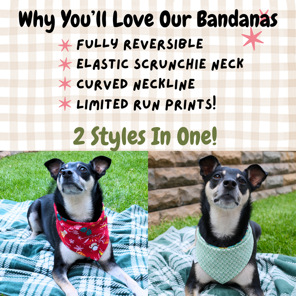 Surfing Santa Reversible Dog Bandana - Red