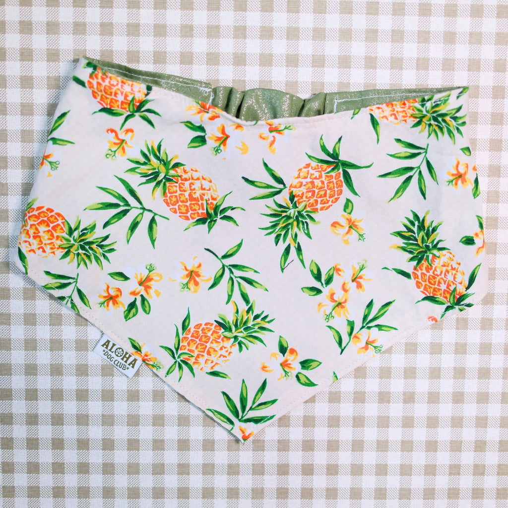 Pineapple Flowers Reversible Dog Bandana