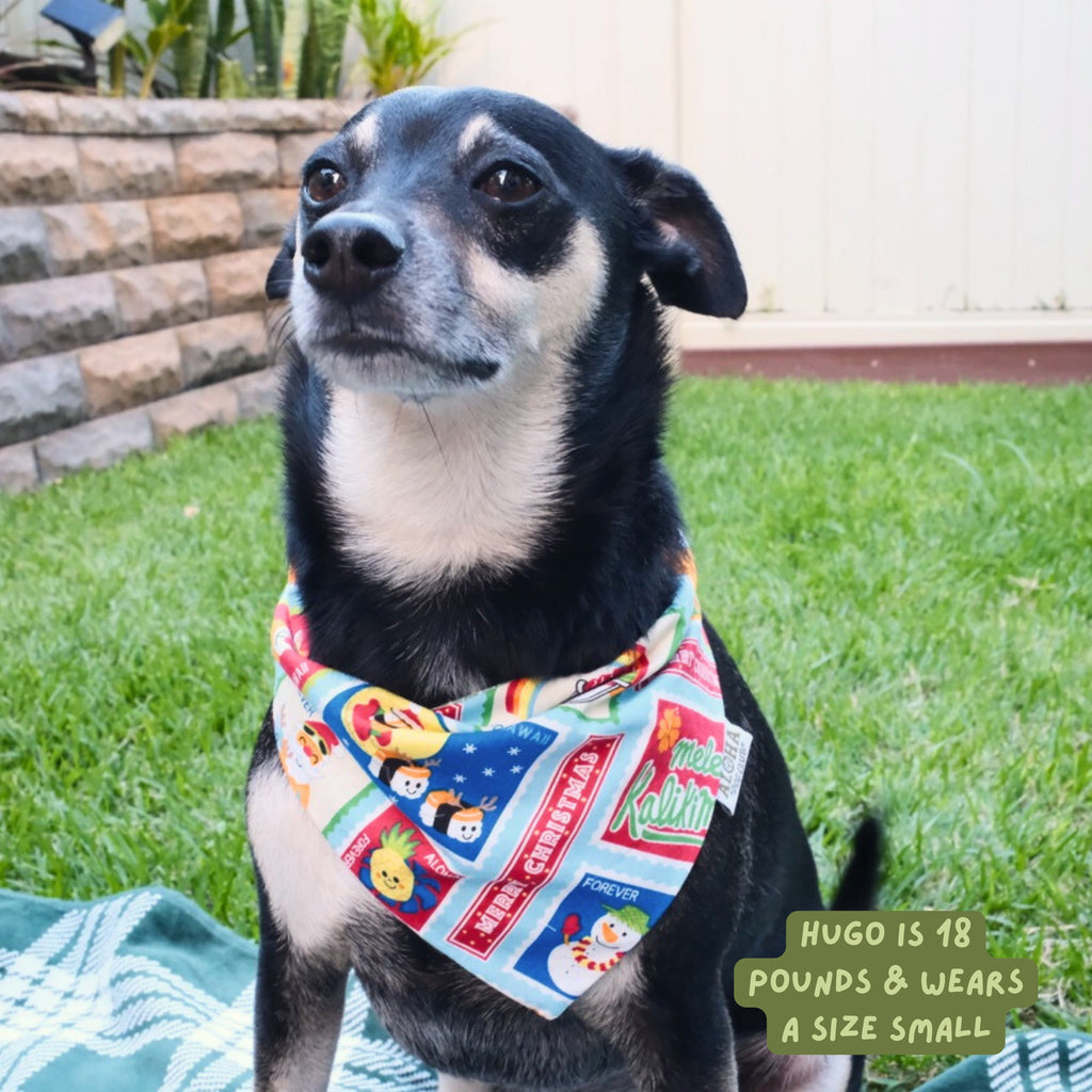 Hawaii Holiday Stamps Reversible Dog Bandana