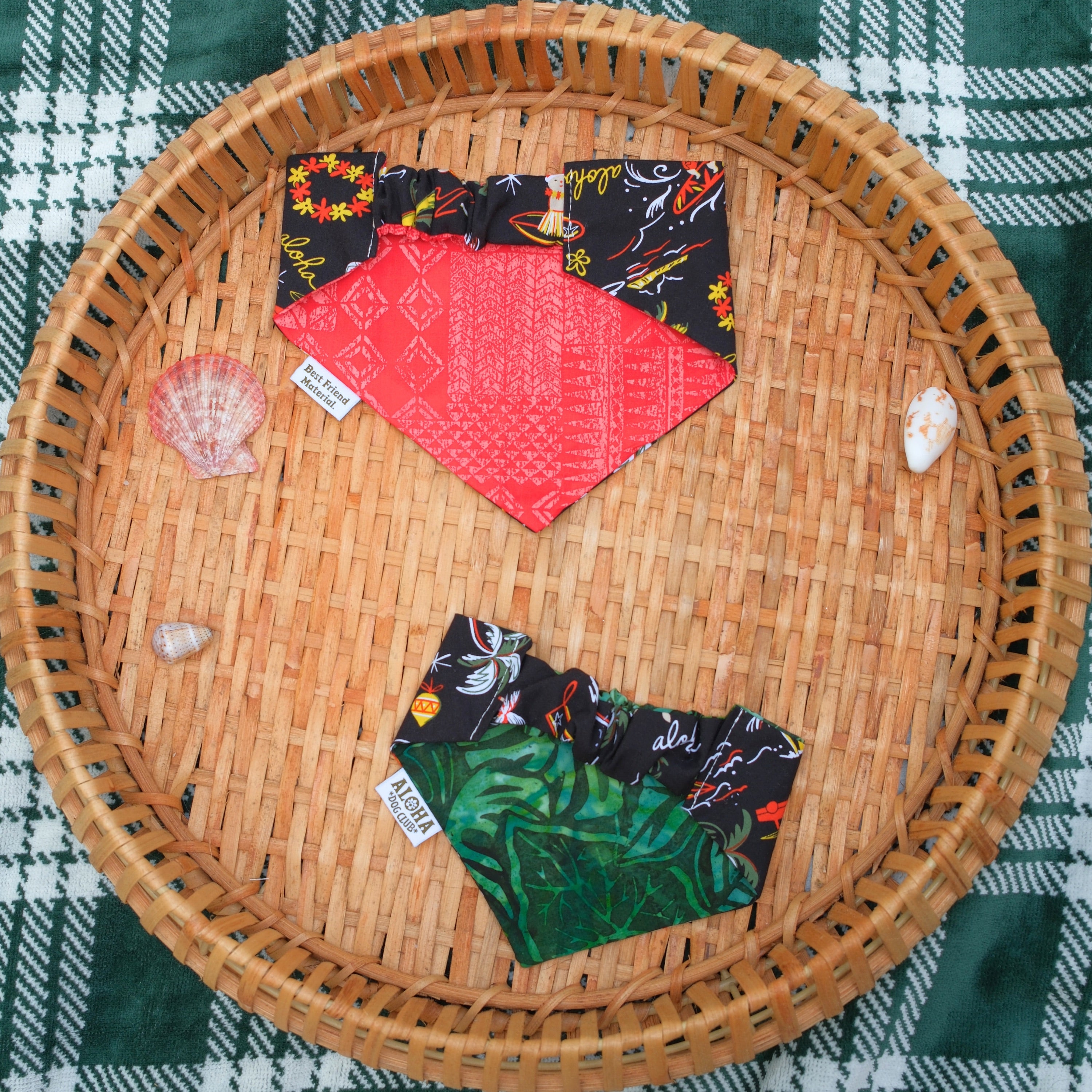 Surfing Santa Reversible Dog Bandana - Black